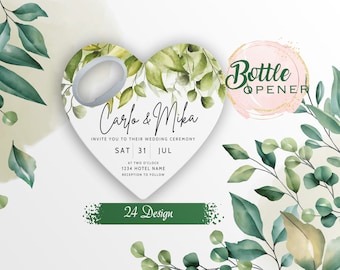 Personalized Heart Wedding Favor Magnet: Custom Bottle Opener