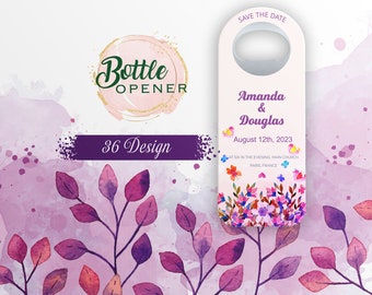 Personalized Floral Wedding Bottle Opener Magnet: Custom Save The Date Favor