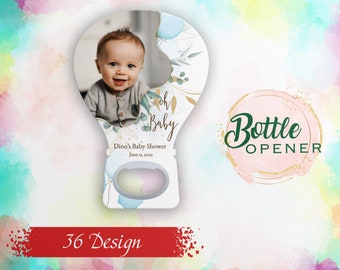 Personalized Baby Shower Magnet Bottle Opener: Custom Photo Party Favor
