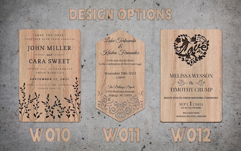 Personalized Wood Invitation Set Rustic wooden wedding invitation Floral Wedding Invitation Custom Wedding Invitations Low Quantity image 6