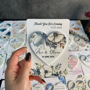 Heart Wedding Favor: Personalized Bottle Opener Magnet, Save the Date