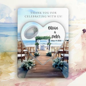 Personalized Heart Magnet Bottle Opener: Beach Wedding Favor Keepsake