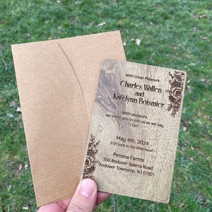 Personalized Wood Invitation Set - Rustic wooden wedding invitation - Floral Wedding Invitation - Custom Wedding Invitations - Low Quantity