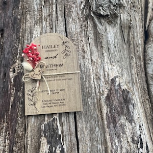 Eucalyptus Floral Tropical Wedding Invitation - Beach Weddings - Laser Cut Wooden Wedding - Personalized Wooden Wedding Invitations