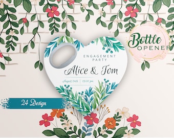 Personalized Heart Wedding Favor Magnet: Custom Bottle Opener Souvenir