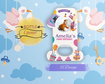 Custom Baby Shower Magnet Favors: Bottle Opener, Personalized Birthday Gift