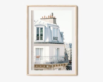 Wydruk fotografii dachu Paryża: pastelowa Francja, sztuka ścienna (pobranie cyfrowe)