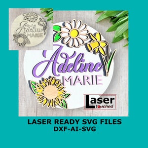 Babyaankondigingsteken, digitale download, ronde deurhanger svg, Glowforge laserbestand, inrichting kinderkamer, pasgeborene, gesneden bestand, svg, laserbestand,
