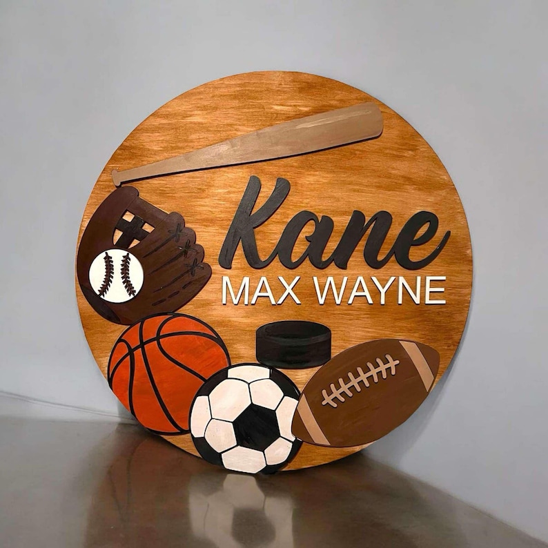 Sport Sign SVG, Round Door Hanger Svg, Glowforge Laser File, Baseball ...