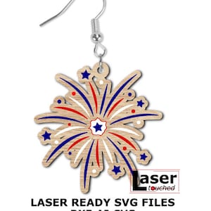 Boucles d'oreilles 4 juillet, téléchargement numérique, svg du jour du Souvenir, fichier laser Glowforge, boucles d'oreilles d'été, 4 juillet, fichier coupé, svg, fichier laser