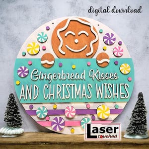 Lebkuchen Küsse Zeichen, digitaler Download, Runde Türschild svg, Glowforge Laser-Datei, Weihnachtswünsche Zeichen, cut Datei , svg, Laser-Datei