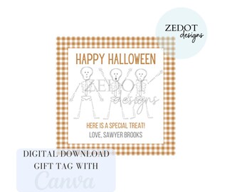 Printable Halloween Gift Tag, Happy Halloween, Editable
