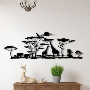 African Metal Wall Art, Metal Wall Decor, African Animals, Wall Hangings, Geometric Wall Art, Home Metal African Zoo Decor pcs