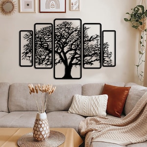 Tree of Life 5 Panels, Metal Tree Wall Art, Tree Sign, Metal Decor, 5 Pieces Wall Hangings, Metal Wall Art, gift for him,Valentines day gift