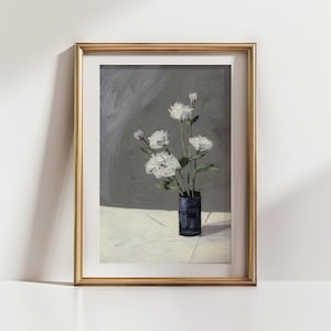 White Flower Fine Art Print | Oil Painting Print | Unframed | Still Life | 5x7 inches