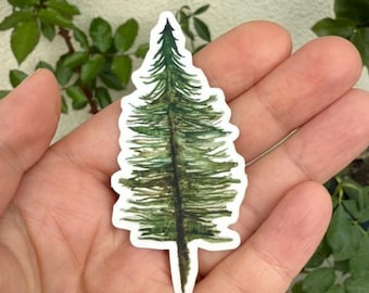 Watercolor Pine Tree Sticker: Matte Vinyl Die Cut Decal