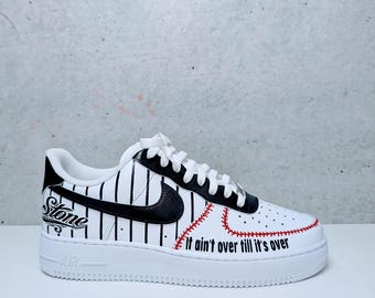 Op maat gemaakte handgeschilderde honkbalbruidegom Air Force 1-sneakers | Honkbalschoenen bruiloft | Gepersonaliseerde bruidegom