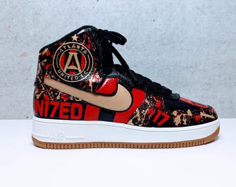 Custom Hand-Painted MLS Air Force 1 Mid Sneakers | Major League Soccer AF1 | Splatter Shoes