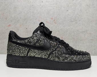 Hand-Applied Crystal Air Force 1 Sneakers | Black Diamond AF1 | Luxury Bling Shoes