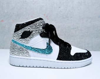Custom Air Jordan Mids Sneakers With Three Colors of Cystals