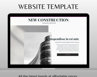 Construction Website Template for Wix - Construction, Concrete, Architecture, Small Business, Wix Landing Page "Black and White" Theme