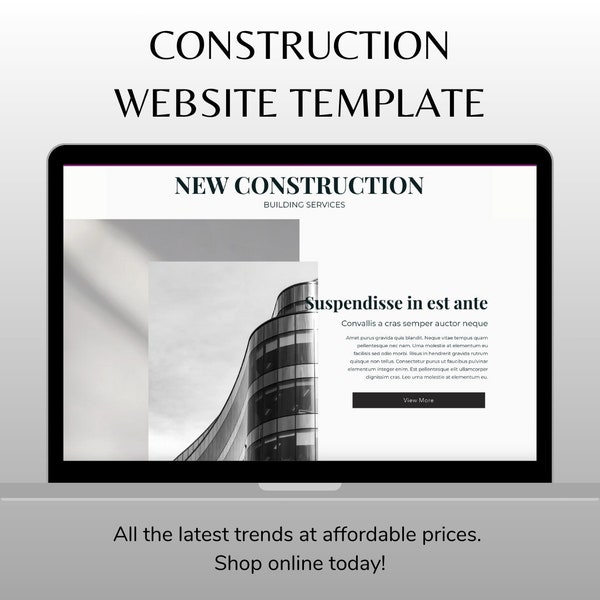 Construction Website Template for Wix - Construction, Concrete, Architecture, Small Business, Wix Landing Page "Black and White" Theme