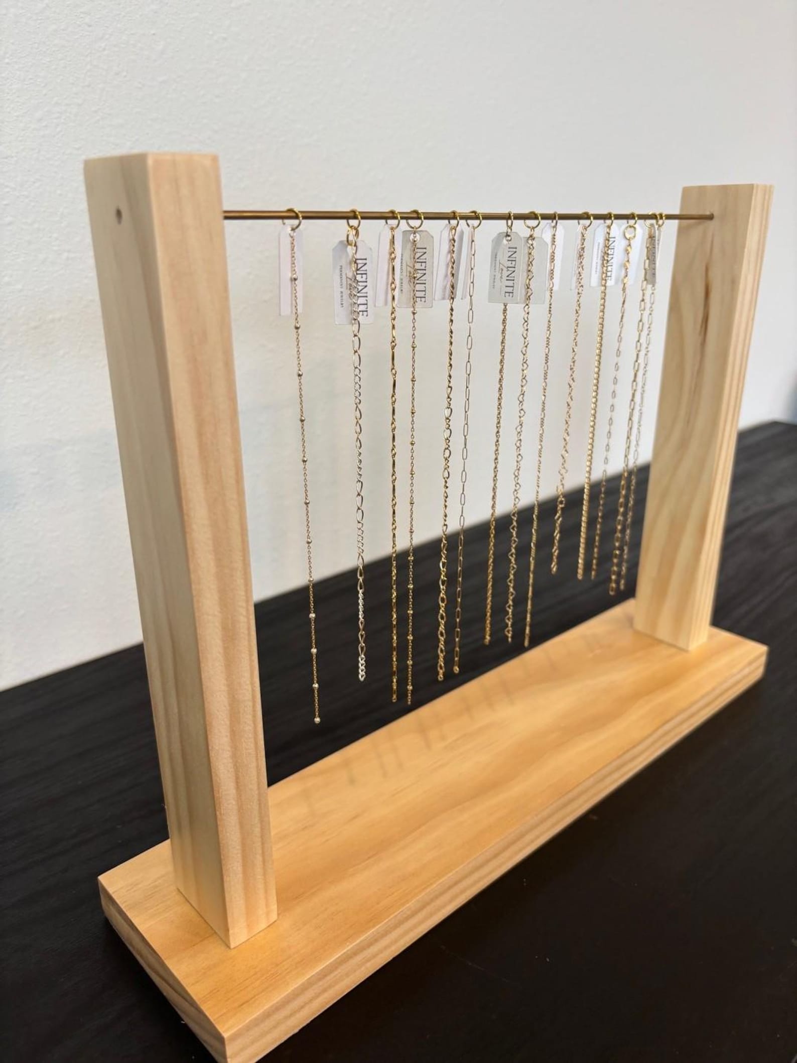 Large Permanent Jewelry Chain Display - Wood & Brass - Etsy