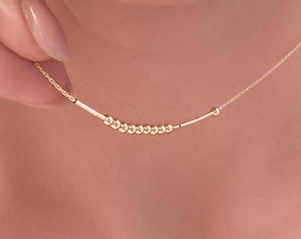 Collar con código Morse, regalo personalizado para ella: chapado en oro o plata de ley, collar con nombre personalizado, joyería de San Valentín para tu novia.