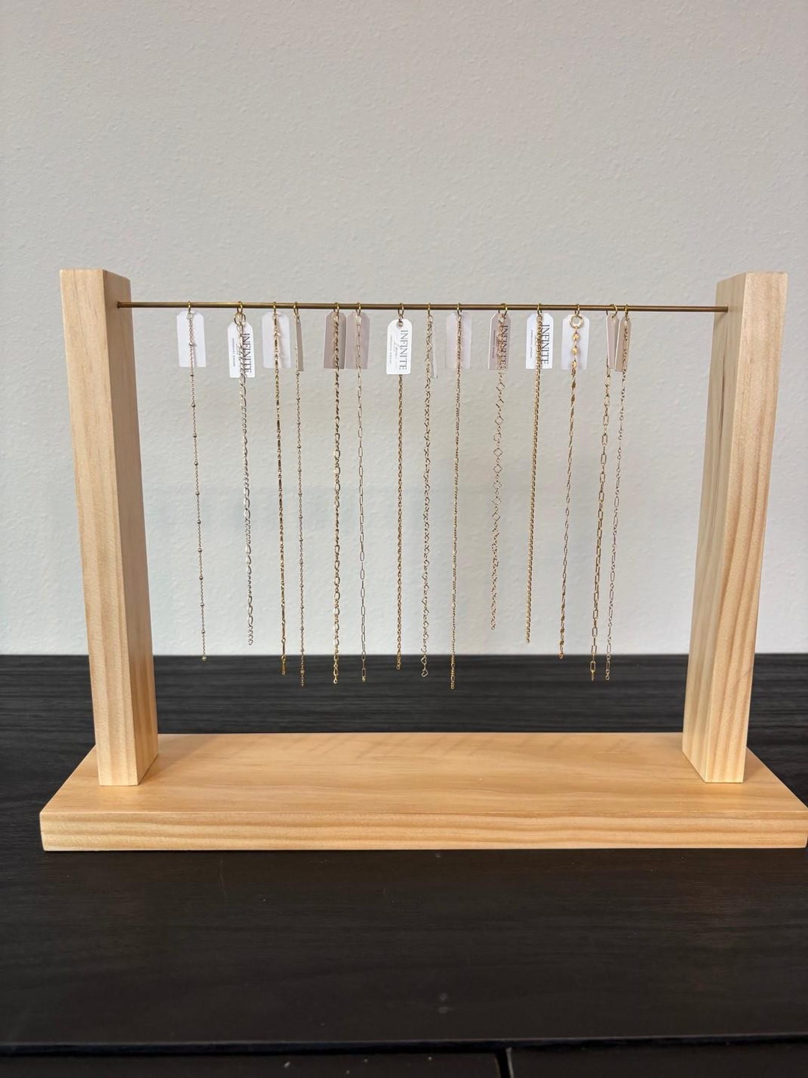 Large Permanent Jewelry Chain Display - Wood & Brass - Etsy