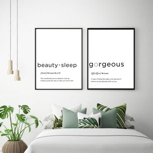 Gorgeous Definition Printable Wall Art, Beauty Sleep Word Print Wall Art, Self Care Printables. Downloadable Minimalist Modern Elegant Print