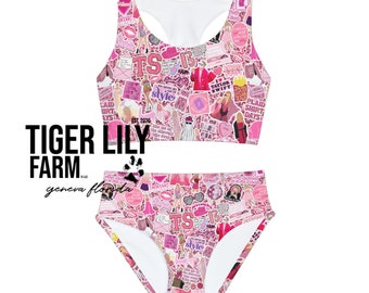 Swiftie Pink Girls Two Piece Swimsuit