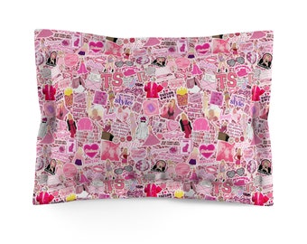 Swiftie Pink Pillow Sham, Design on Front and Cream Back, Please Select QTY 2 for a Pair