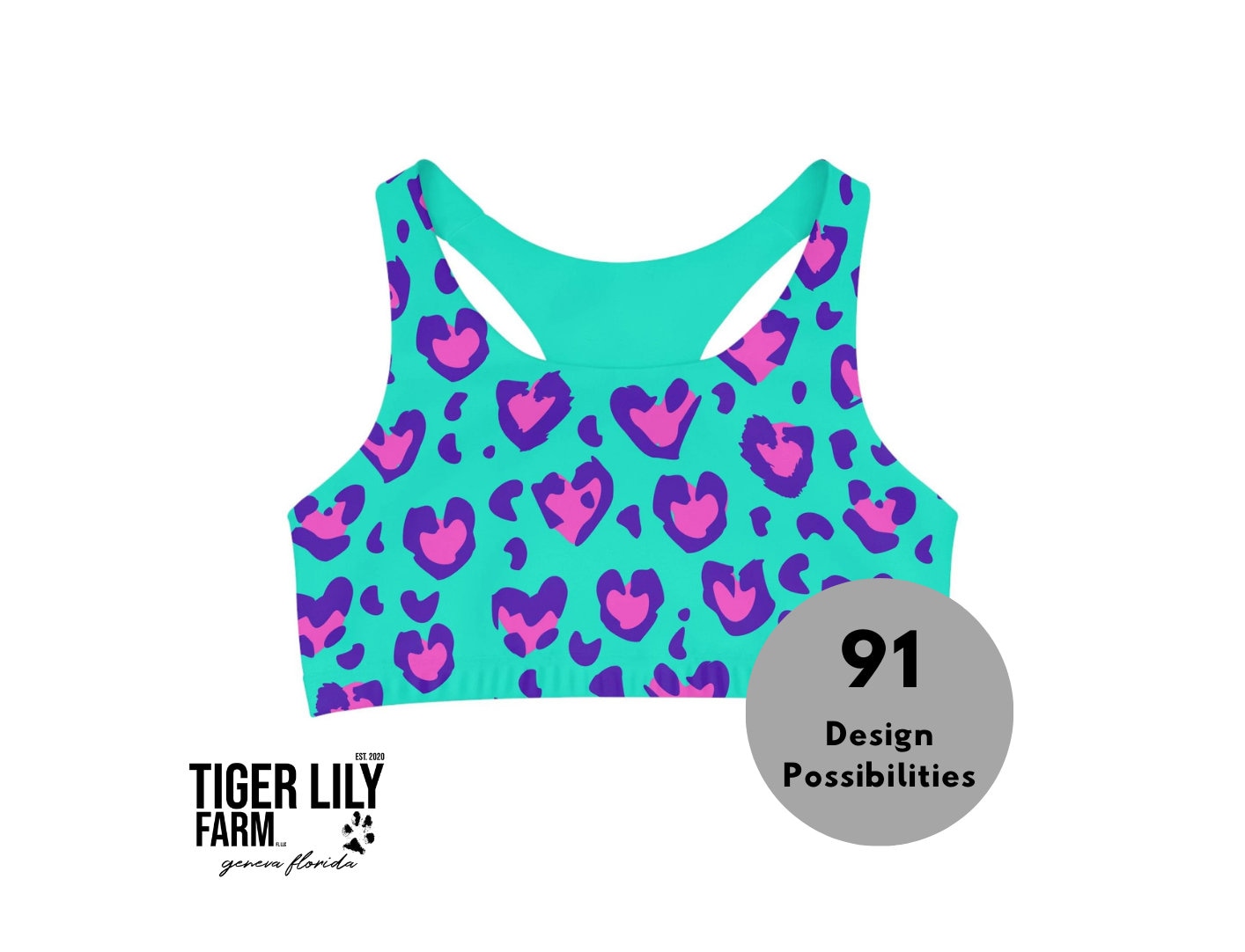 Custom Made Badger B-sport Girls Bra Top 2636 Vinyl or Glitter Print  Customized All Colors 