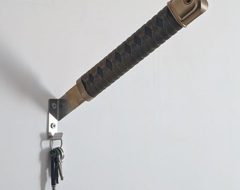 Katana Style Sword Wall Hook Hand Made Painted Home Decore Japanese Culture Addicted Stainless Steel Hook Cosplay Anime Key Holder Manga