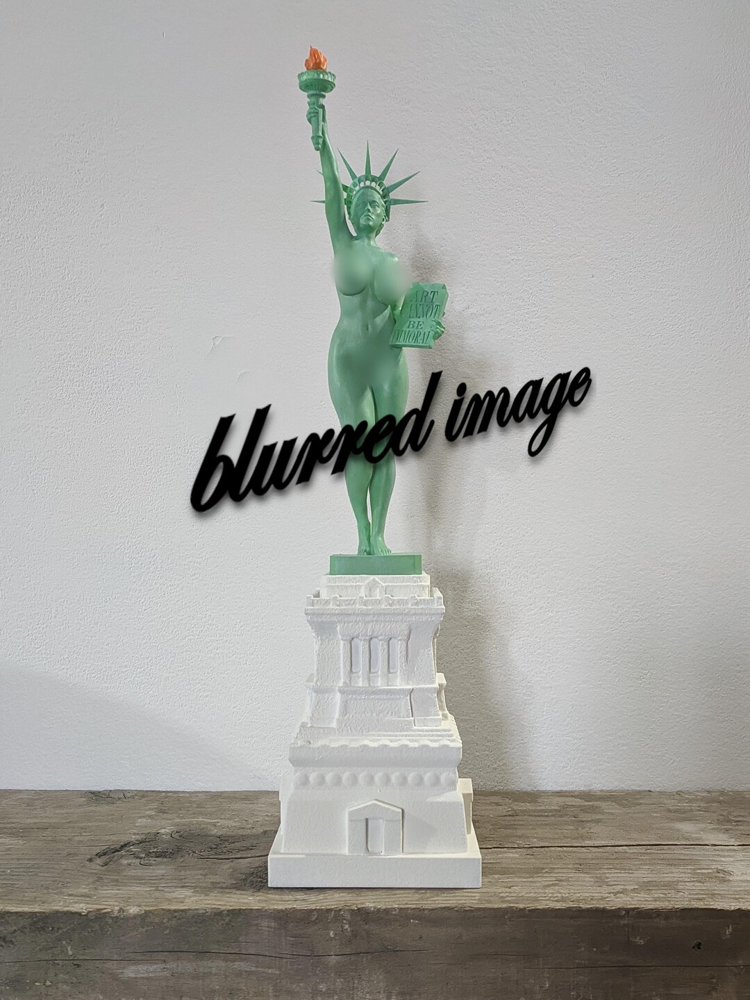 Liberty Statue Sexy Nude Busty Girl "art Cannot Be Immoral" Message