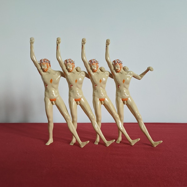 Set of 4 Vintage Dancing Jesus Christ Statuettes Unlimited Beauty Pop Art - Clockwork Orange Movie Cult Stanley Kubrick 1971 Alex Room