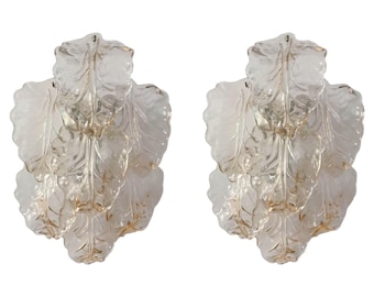 Vintage Pair of Pink Leaves Sconces