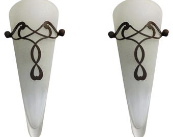 Pair of Conical Murano Sconces, 2 Pairs Available