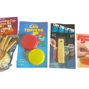 NEW Vintage 1980s Supermarket Accessories Measuring Cups Can Toppers Tab Lifter