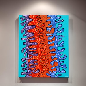 Abstract acrylic, textured painting on canvas