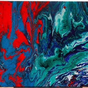 Acrylic pouring painting on canvas