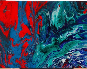 Acrylic pouring painting on canvas