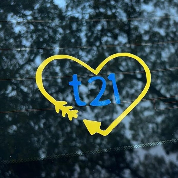 Down Syndrome Awareness Heart Arrow T21 Decal
