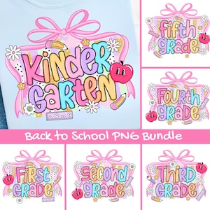 Preppy Back To School Bundle Png, T Shirt Bundle PNG, First Day Of School Shirt, Coquette Teacher Png Shirt, Girl Shirt Sublimation Designs