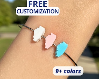 Illinois State Beads - FREE Customizations and Sizing! America USA State Shaped Plastic 3D Printed 48 States Focal Patriotic IL Jewelry