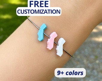 California Beads - FREE Customizations and Sizing! America USA State Shaped Plastic 3D Printed 48 States Focal Patriotic CA Cali Jewelry