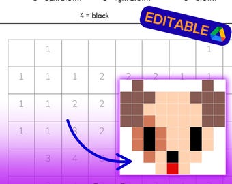 Dog Color-by-Number Worksheet: Elementary Art, Math (PDF & Google Docs Editable