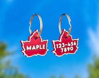 Maple Leaf Dog Pet ID Tag | Personalized Custom Hand Painted Cat Autumn Collar Accessories Name Keychain Charm Gift for Pets Text Front Back
