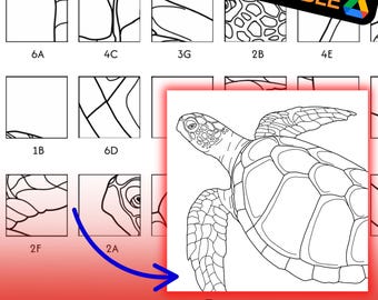 Turtle Mystery Grid Drawing: High School Art Activity (Printable & Editable Google Docs Version Included)