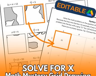Astronaut Mystery Grid Math: Solve for X, Drawing Puzzle (PDF & Google Docs